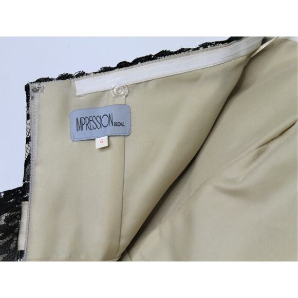 Impression Size 6 Strapless Satin & Lace Peplum Black Mini Dress Lined Sexy Prom - Picture 8 of 8